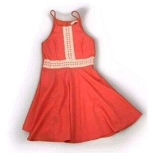Altar'd State Coral Dress Womens Small Strappy Crochet Boho Mini Summer Festival